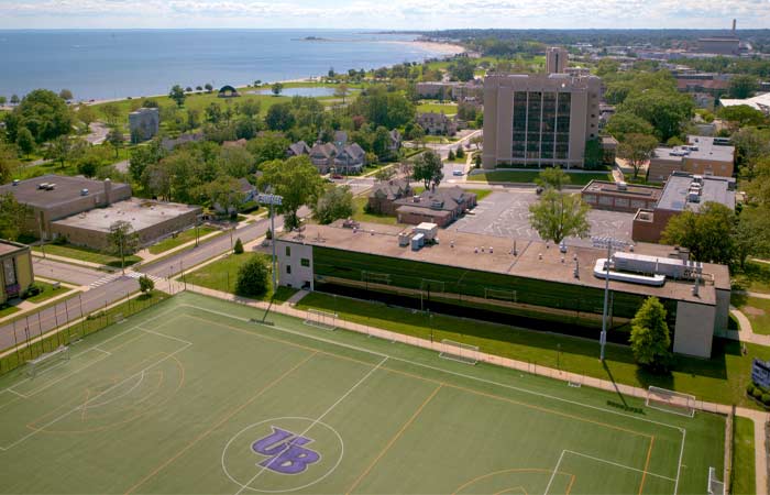 aerial view of the UB campus