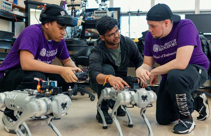 students in the robotics lab